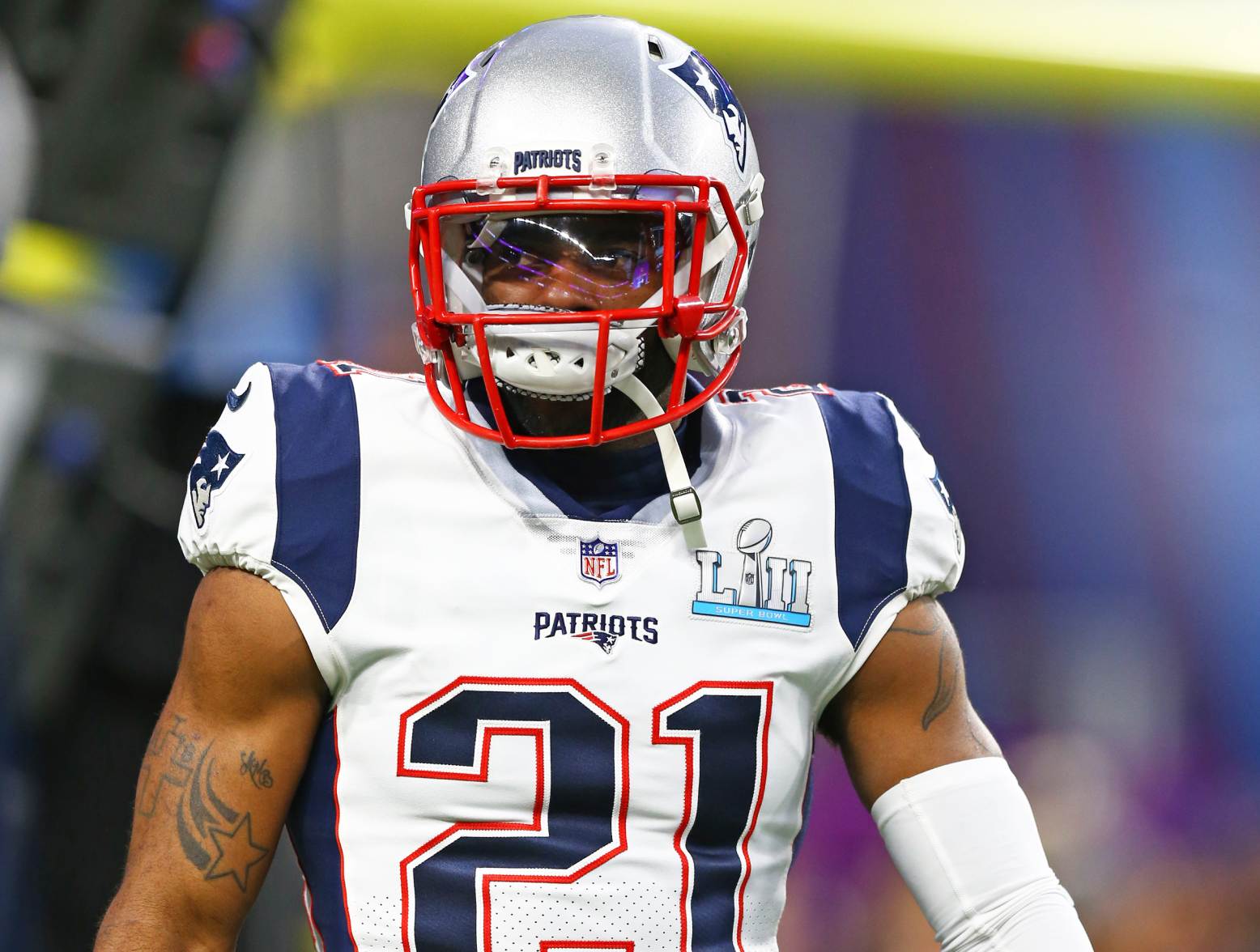 Feb 4, 2018; Minneapolis, MN, USA; New England Patriots cornerback Malcolm Butler against the Philadelphia Eagles in Super Bowl LII at U.S. Bank Stadium. Mandatory Credit: Mark J. Rebilas-USA TODAY Sports