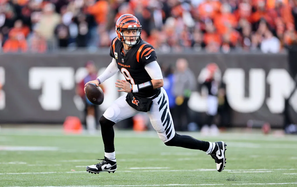 CINCINNATI, OHIO - NOVEMBER 12: Joe Burrow #9 of the Cincinnati Bengals against the Houston Texans at Paycor Stadium on November 12, 2023 in Cincinnati, Ohio. (Photo by Andy Lyons/Getty Images)