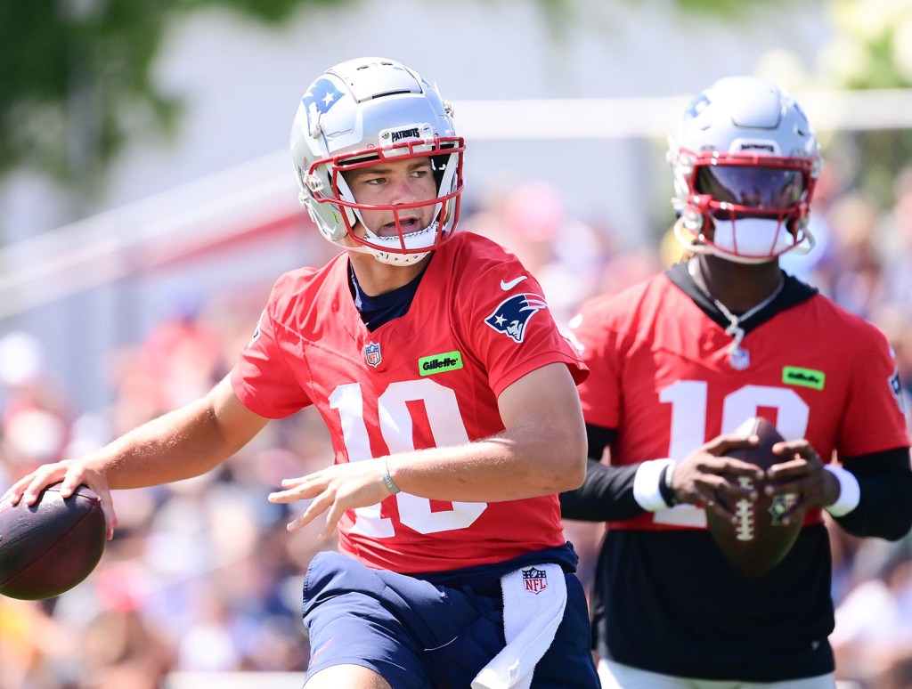 Drake Maye and Joe Milton III at Patriots training camp