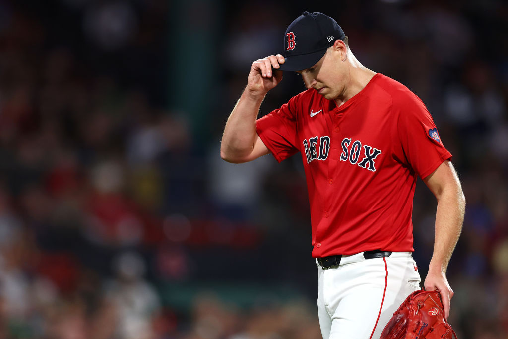 BOSTON, MASSACHUSETTS - SEPTEMBER 27: Nick Pivetta #37 of the Boston Red Sox acknowledges the crowd after being relieved  during the seventh inning against the Tampa Bay Rays at Fenway Park on September 27, 2024 in Boston, Massachusetts. (Photo by Maddie Meyer/Getty Images)